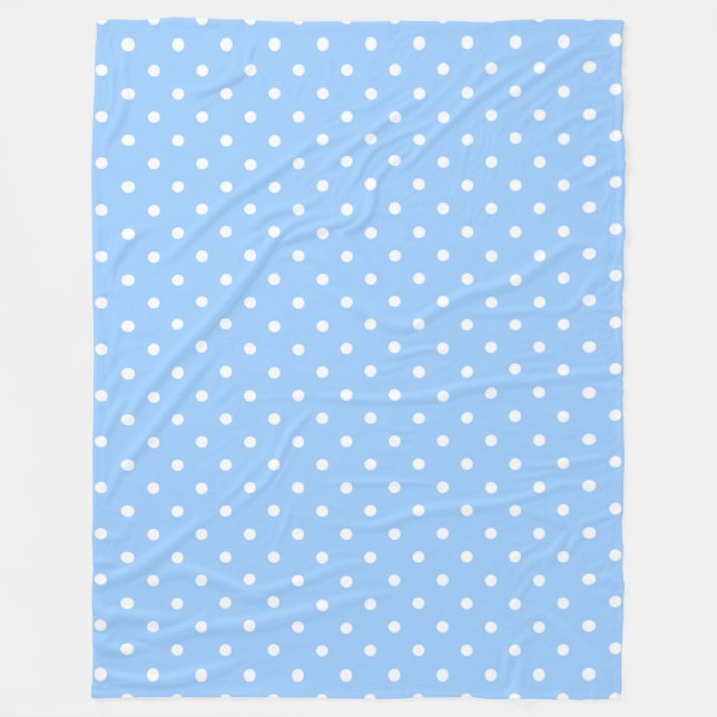 Blue and White Polka Dots Fleece Blanket (Front)