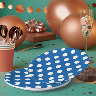 Blue And White Polka Dots Paper Plate
