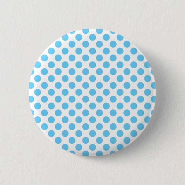Blue and white polka dots pattern 2 inch round button (Front)