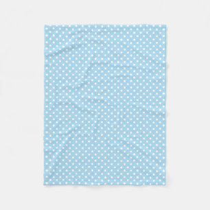 Blue and white polka dots pattern fleece blanket