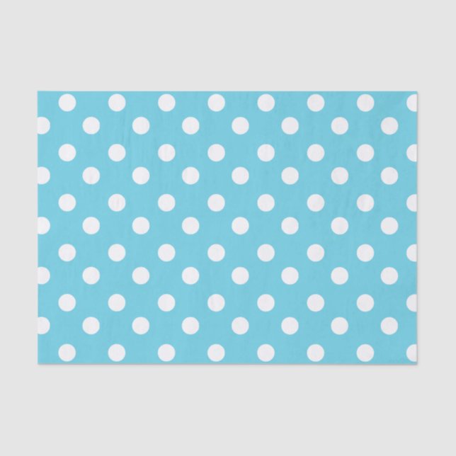 Blue and White Polka Dots Pattern Gifts Tissue Paper (Front)