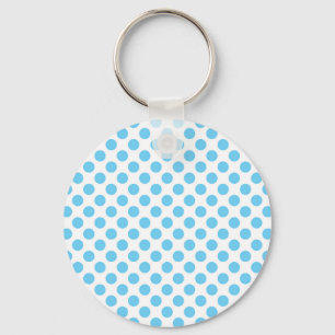 Blue and white polka dots pattern keychain