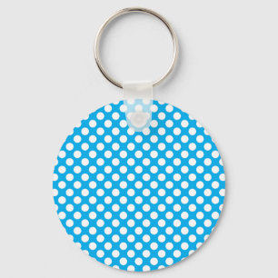 Blue and white polka dots pattern keychain