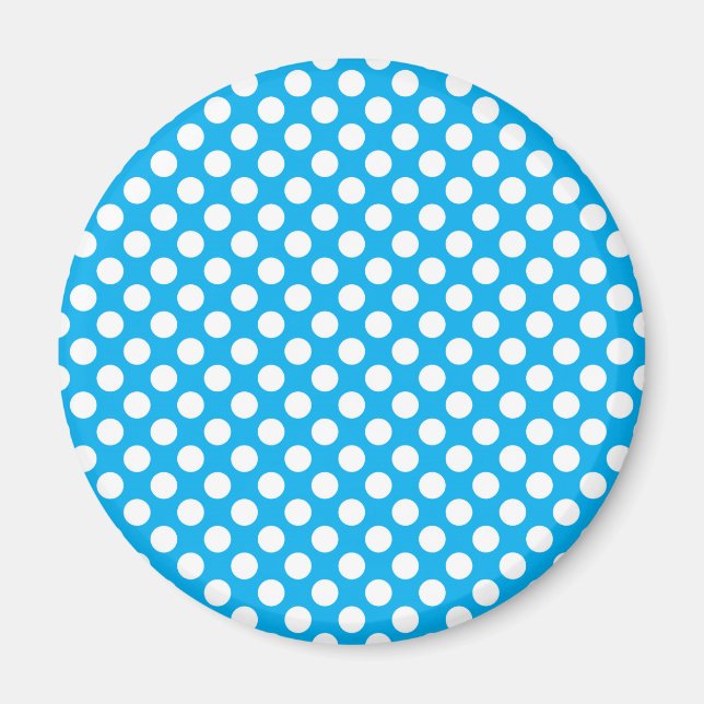 Blue and white polka dots pattern magnet (Front)