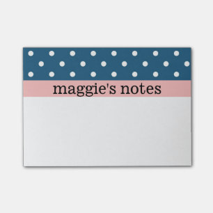 Blue and White Polka Dots Post-it Notes