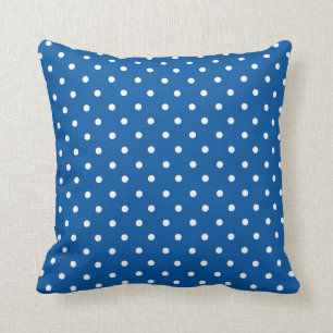 Blue and White Polka Dots Throw Pillow