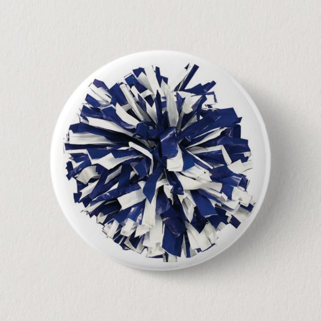 Blue and White Poms 2 Inch Round Button (Front)