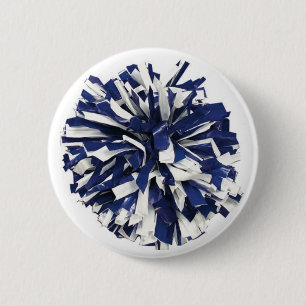 Blue and White Poms 2 Inch Round Button