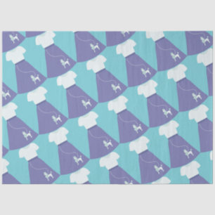 Blue and White Poodle Skirts Pattern Tissue Paper