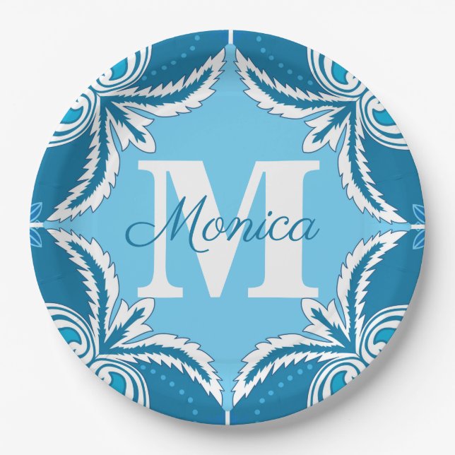 💙🤍Blue and white Porto Azulejos,   Paper Plate (Front)