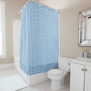 Blue and White, Pretty Patterned Shower Curtain