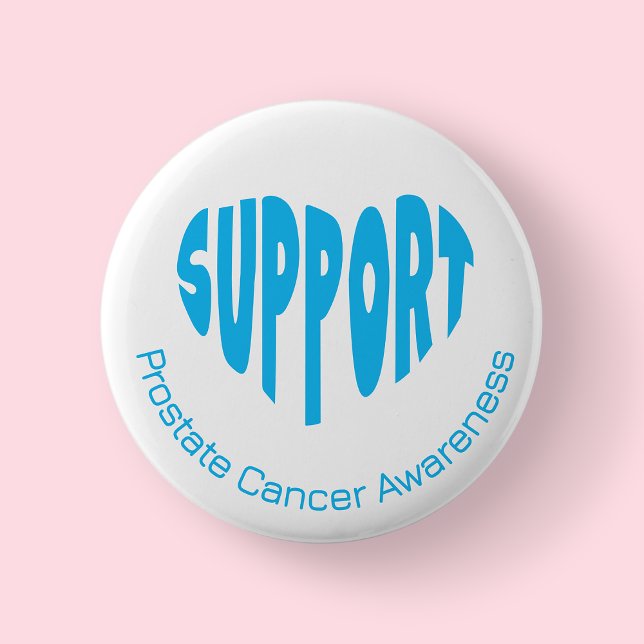 Blue and White Prostate Cancer Awareness 2 Inch Round Button (Prostrate)