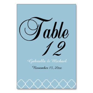 Blue and White Quatrefoil Table Number