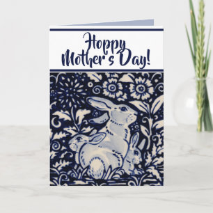 Blue and White Rabbit Baby Bunny Mother's Day Card