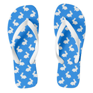 Blue and White Rabbit Flip Flops