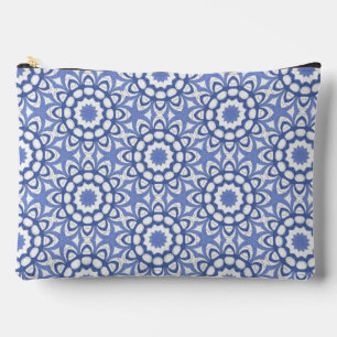 Blue and white repeat design zippered bag
