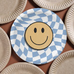 Blue and White Retro Chequered Birthday Boy Paper Plate<br><div class="desc">Introducing our versatile and vibrant Celebration Invitation, the perfect choice for birthdays filled with fun and adventure! Whether you're celebrating your "One Cool Dude's" first birthday, your "Two Cool" toddler's second year, or your "Young, Wild, and Three" birthday boy's third milestone, this invitation is sure to set the tone for...</div>