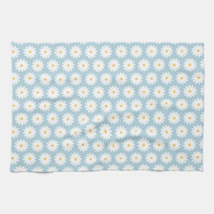 Blue and White Retro Vintage Daisy Pattern  Kitchen Towel