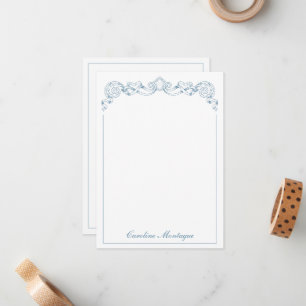 Blue and White Ribbon Crest Frame Personalized Card