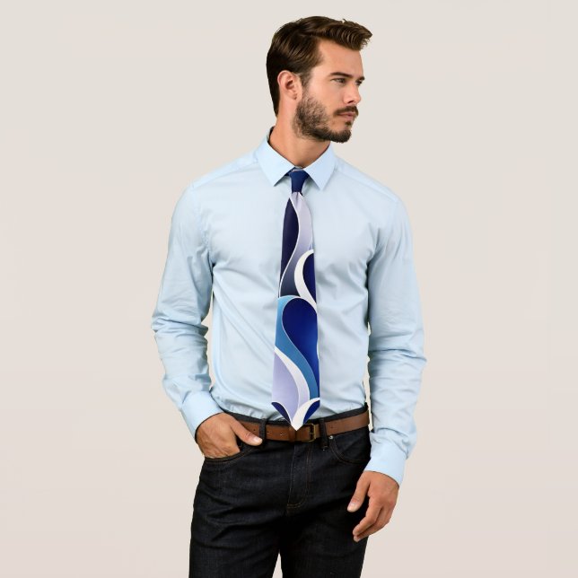 Blue and White Ribbons Tie (In Situ)