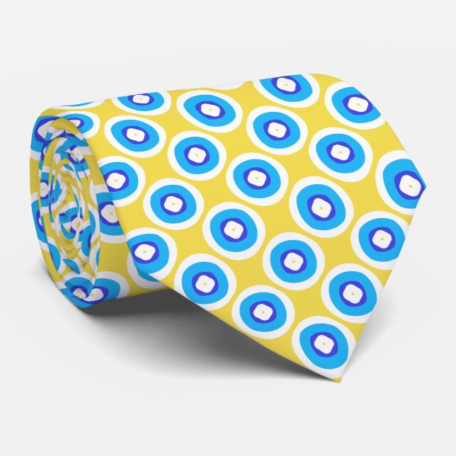 Blue and White Ringed Dot Pattern Tie (Rolled)