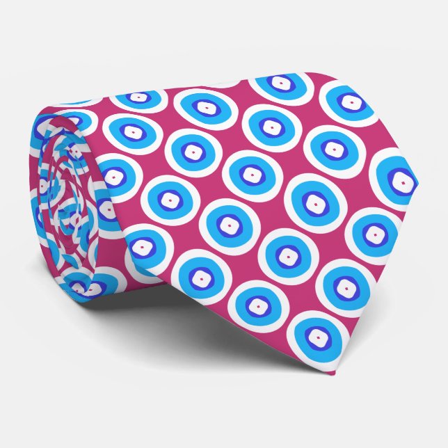 Blue and White Ringed Dot Pattern Tie (Rolled)