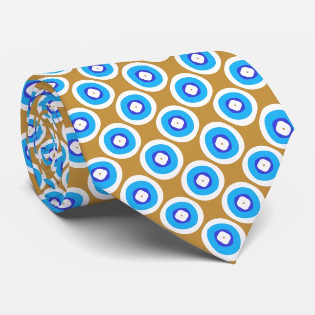 Blue and White Ringed Dot Pattern Tie (Rolled)