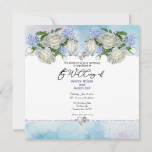 Blue and White Roses and Diamonds