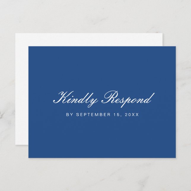 Blue and White Rsvp with Script Meal Choice Invitation Postcard (Front/Back)