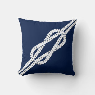 Blue and White, Sailing Rope - Nautical Throw Pillow