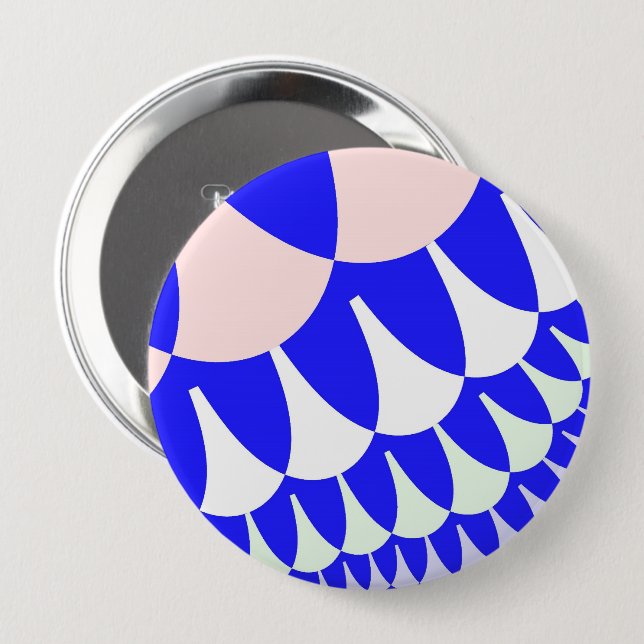 Blue and White Scales 4 Inch Round Button (Front & Back)