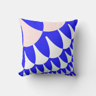 Blue and White Scales Throw Pillow