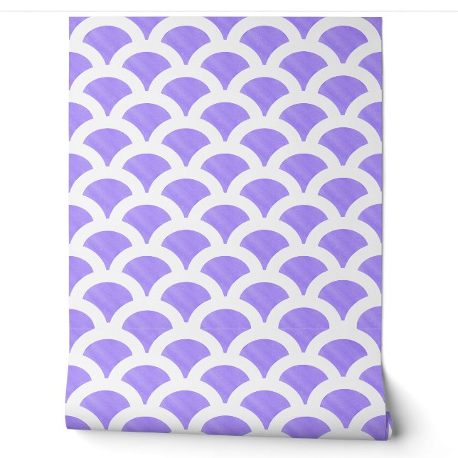 Blue and White Scallop Wallpaper (Unrolling)