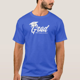 Blue and White School Colors Grad Day Personalized T-Shirt