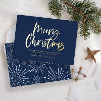 Blue and white script merry Christmas non photo Fo