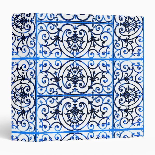 Blue and white scrollwork pattern binder (Front/Spine)
