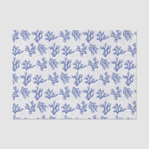 Blue and white sea coral all over tissue paper