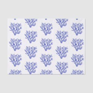 Blue and white sea coral large tissue paper