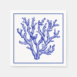 Blue and white sea coral napkin