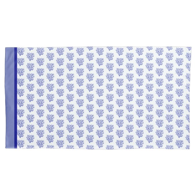 Blue and white sea coral pillowcase (Front-Left)