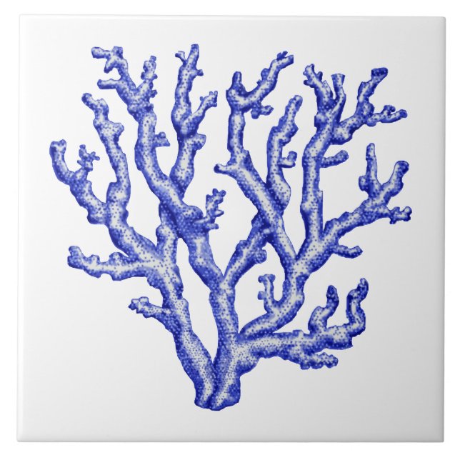 Blue and white sea coral tile (Front)