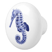 Blue and white seahorse