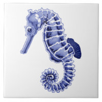 Blue and white seahorse 