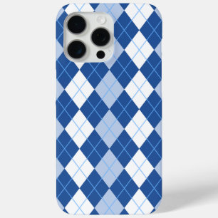Blue and White Seamless Argyle Pattern iPhone 15 Pro Max Case