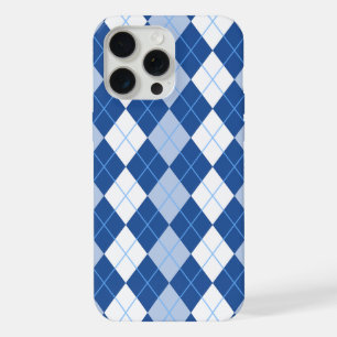 Blue and White Seamless Argyle Pattern iPhone 15 Pro Max Case