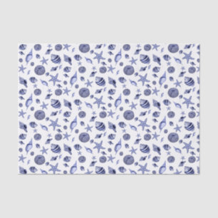 Blue and white seashells tissue paper