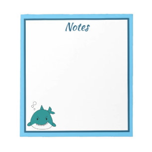 Blue And White Shark Personalized  Notepad
