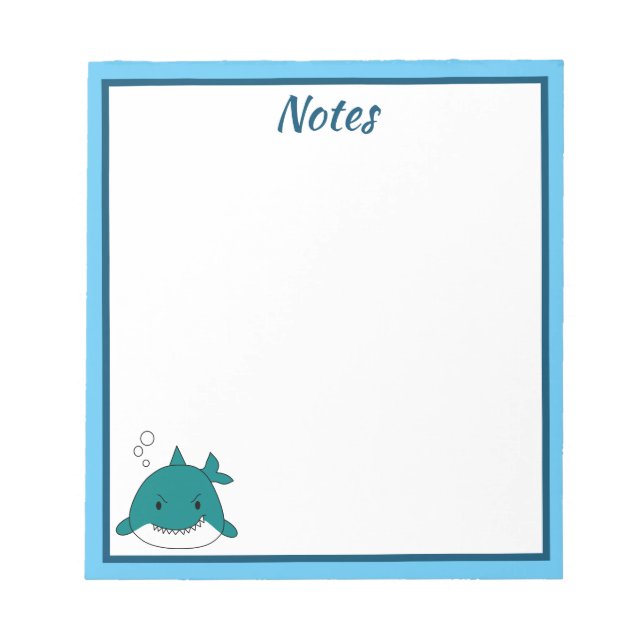 Blue And White Shark Personalized  Notepad (Front)