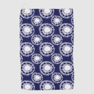 Blue and White Shibori Circles Pattern  Golf Towel