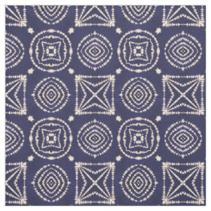 Blue and White Shibori Geometry Fabric